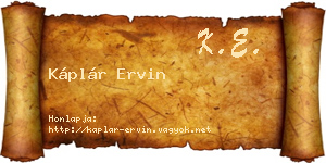 Káplár Ervin névjegykártya
