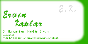 ervin kaplar business card